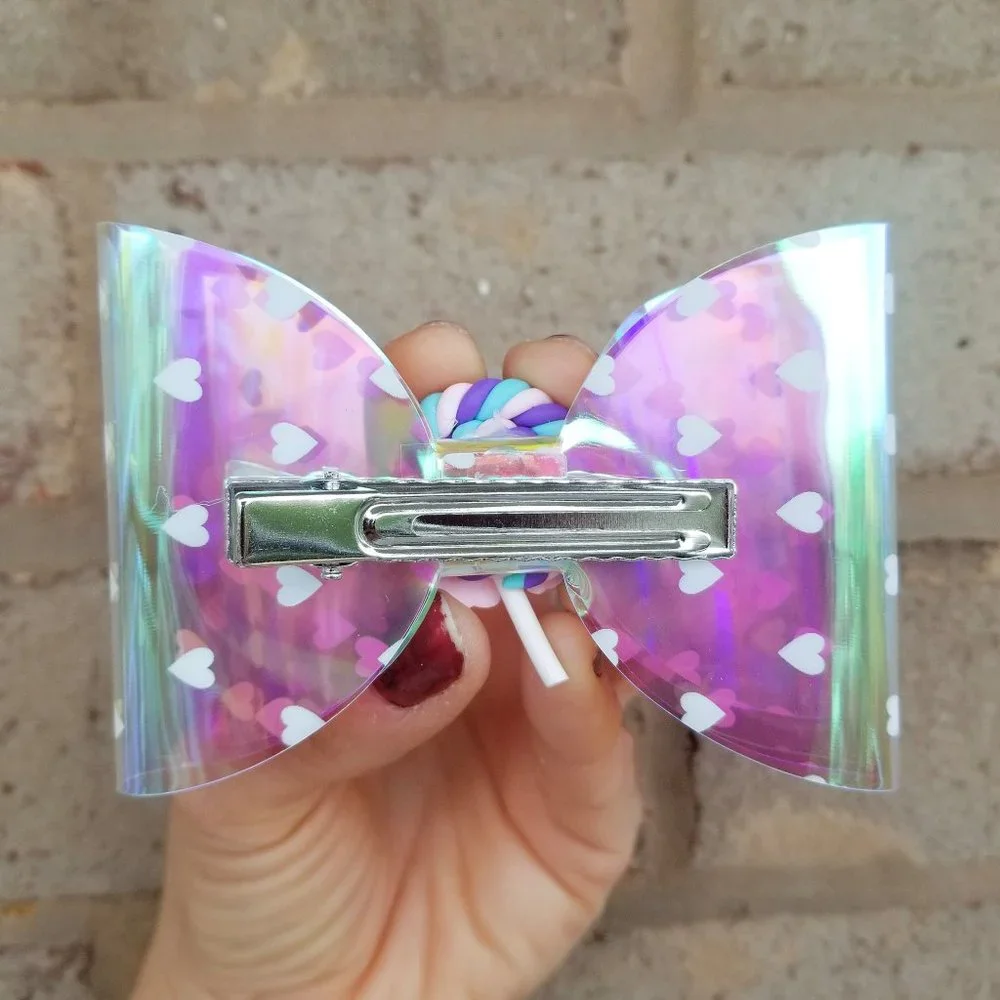 Holographic Lollipop candy bow kids girl kawaii barbiecore